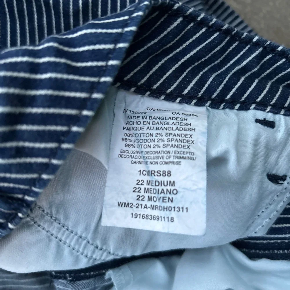 Lee Hickory Stripe Shorts 22 Blue White Workwear Mid Rise